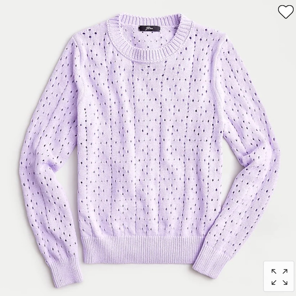 J Crew Point Sur allover pointelle crewneck sweater Navy XS